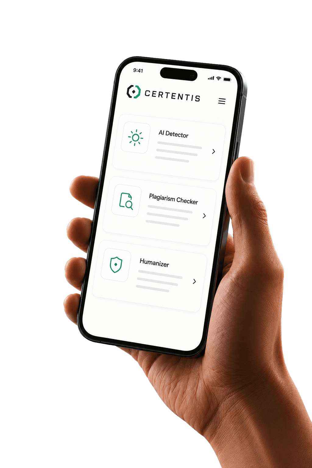 Certentis workspace for AI detection and content verification